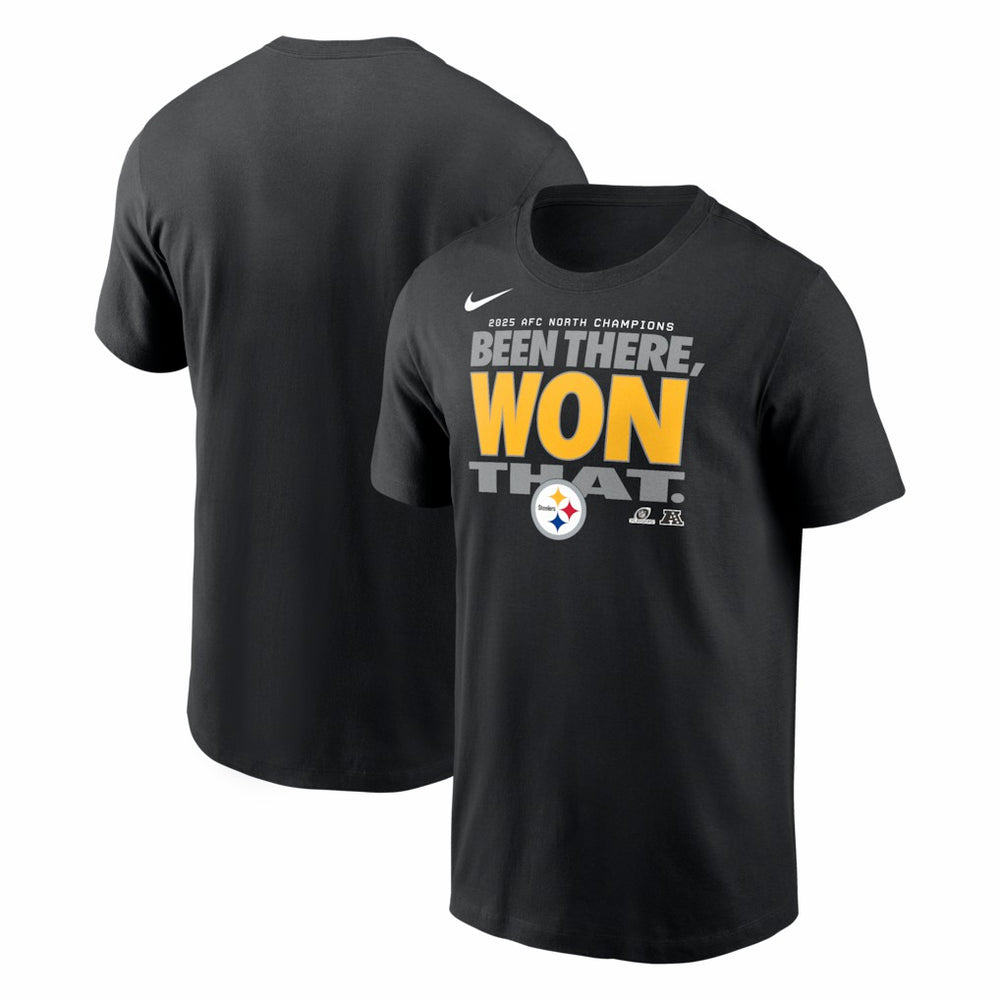 Nike Pittsburgh Steelers 2025 AFC North Division Champions Locker Room Trophy Collection T-Shirt Black