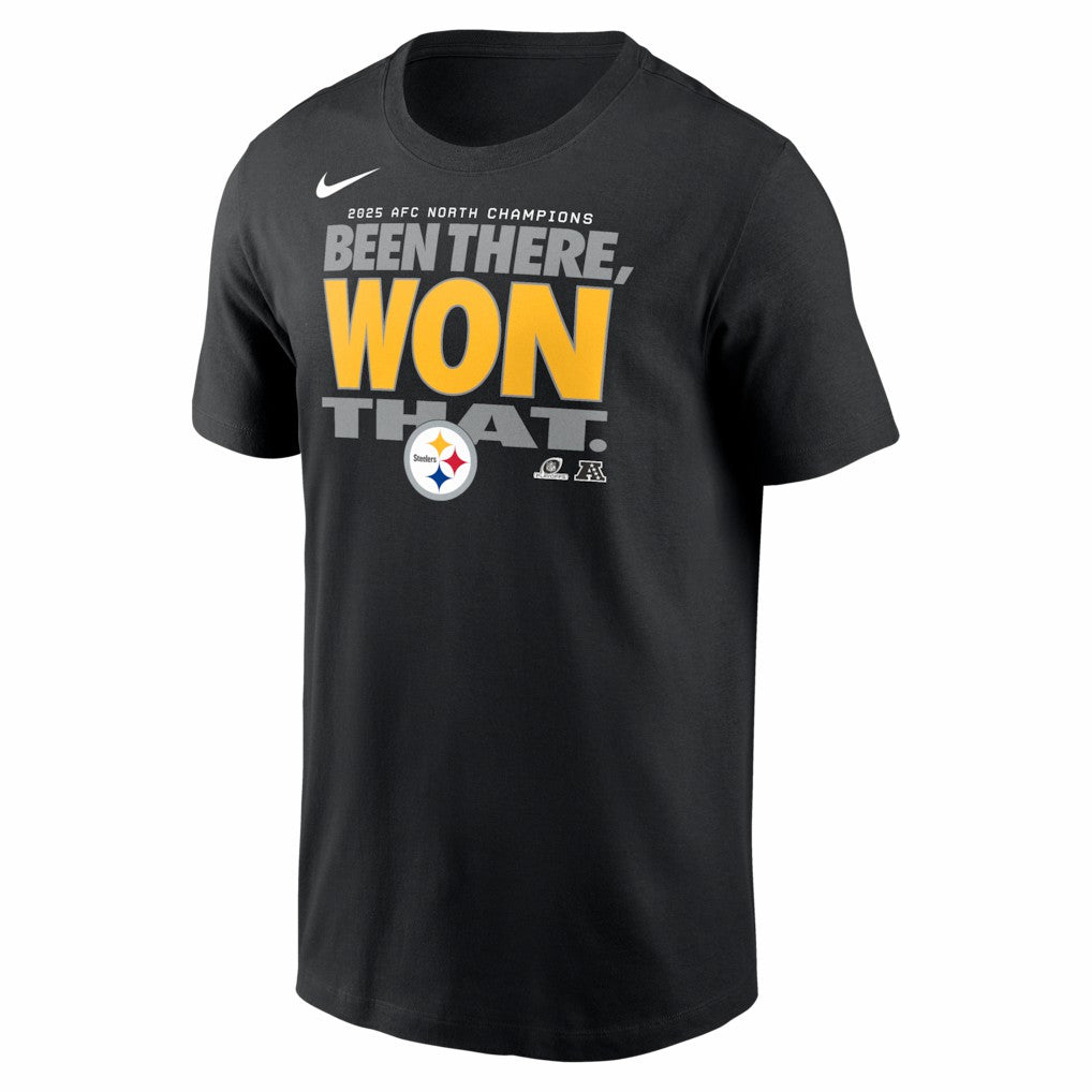 Nike Pittsburgh Steelers 2025 AFC North Division Champions Locker Room Trophy Collection T-Shirt Black