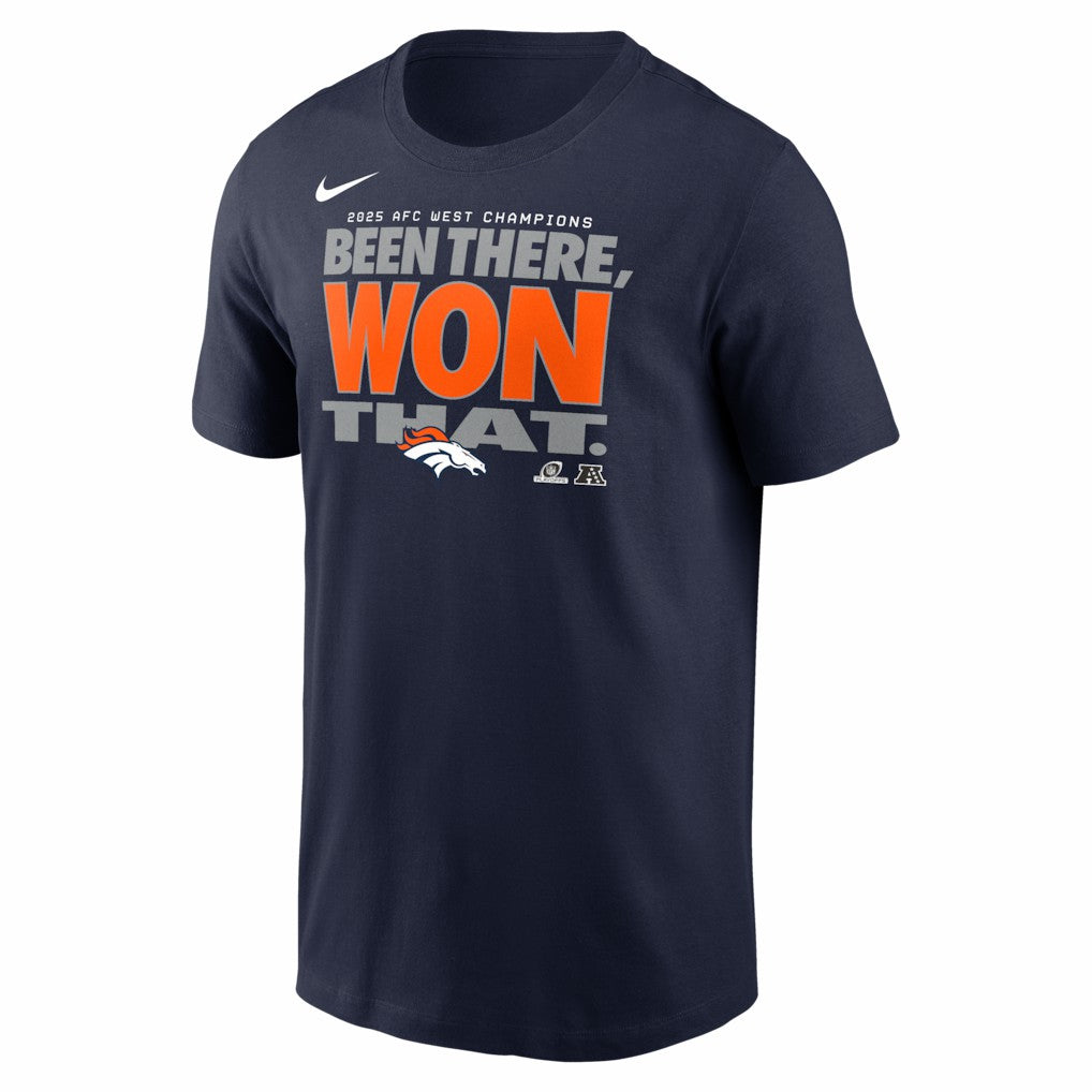 Nike Denver Broncos 2025 AFC West Division Champions Locker Room Trophy Collection T-Shirt Navy