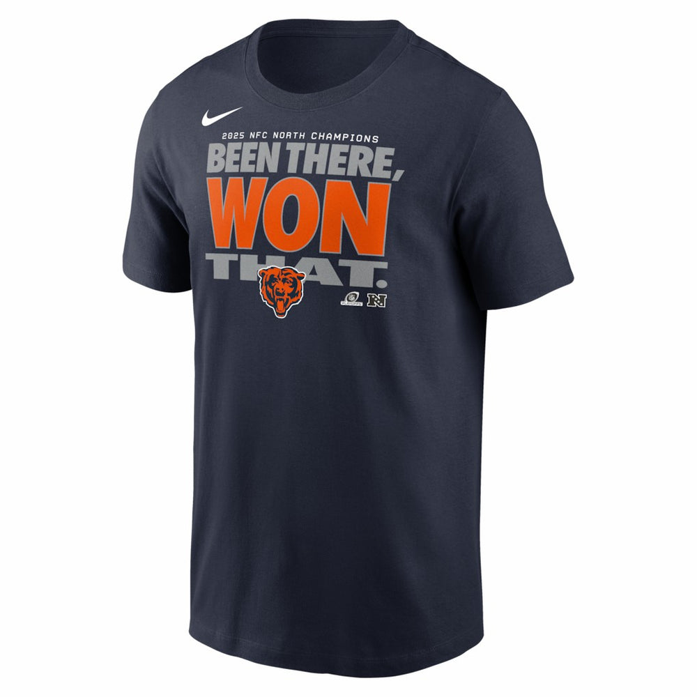 Nike Chicago Bears 2025 NFC North Division Champions Locker Room Trophy Collection T-Shirt Navy