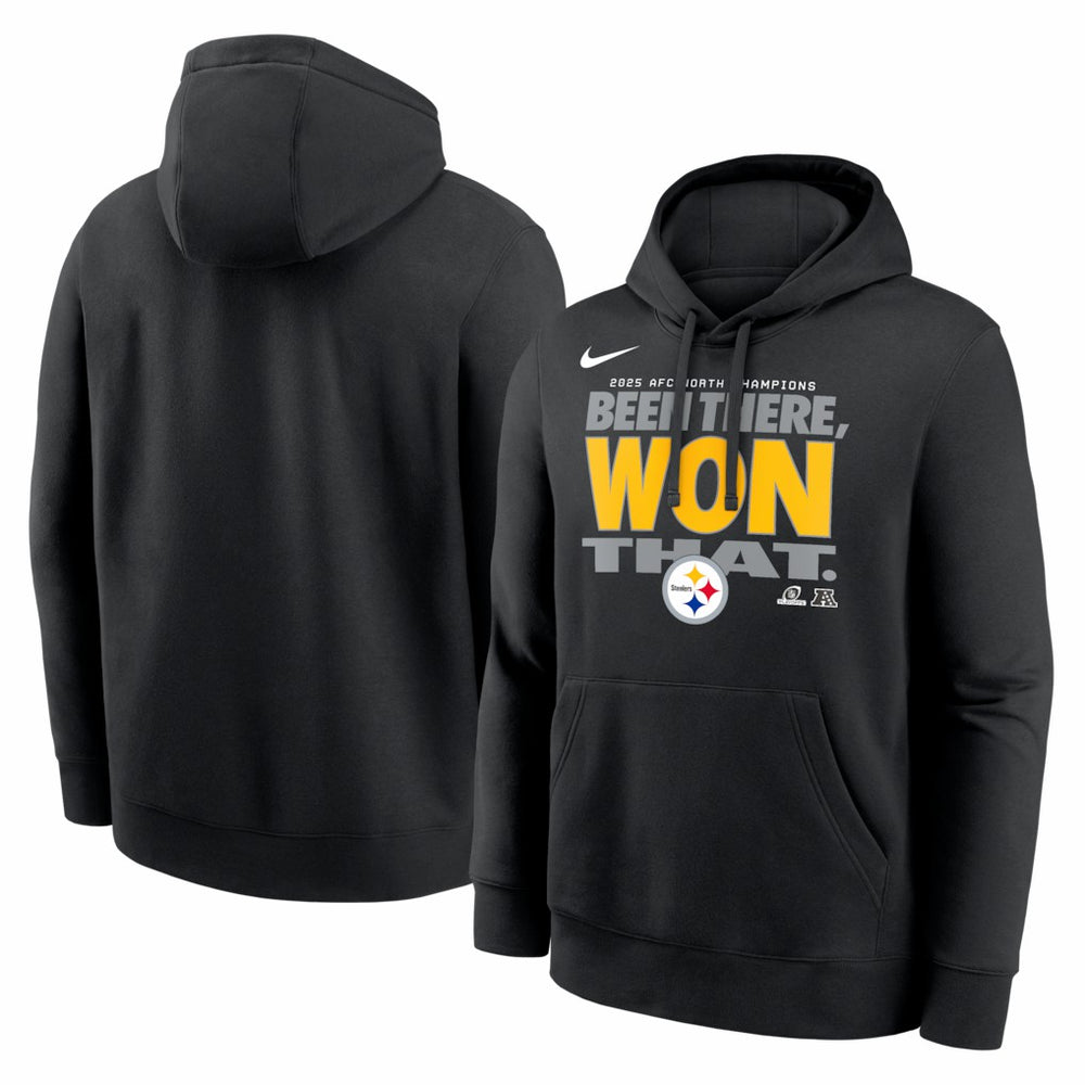 Nike Pittsburgh Steelers 2025 AFC North Division Champions Locker Room Trophy Collection Hoodie Black