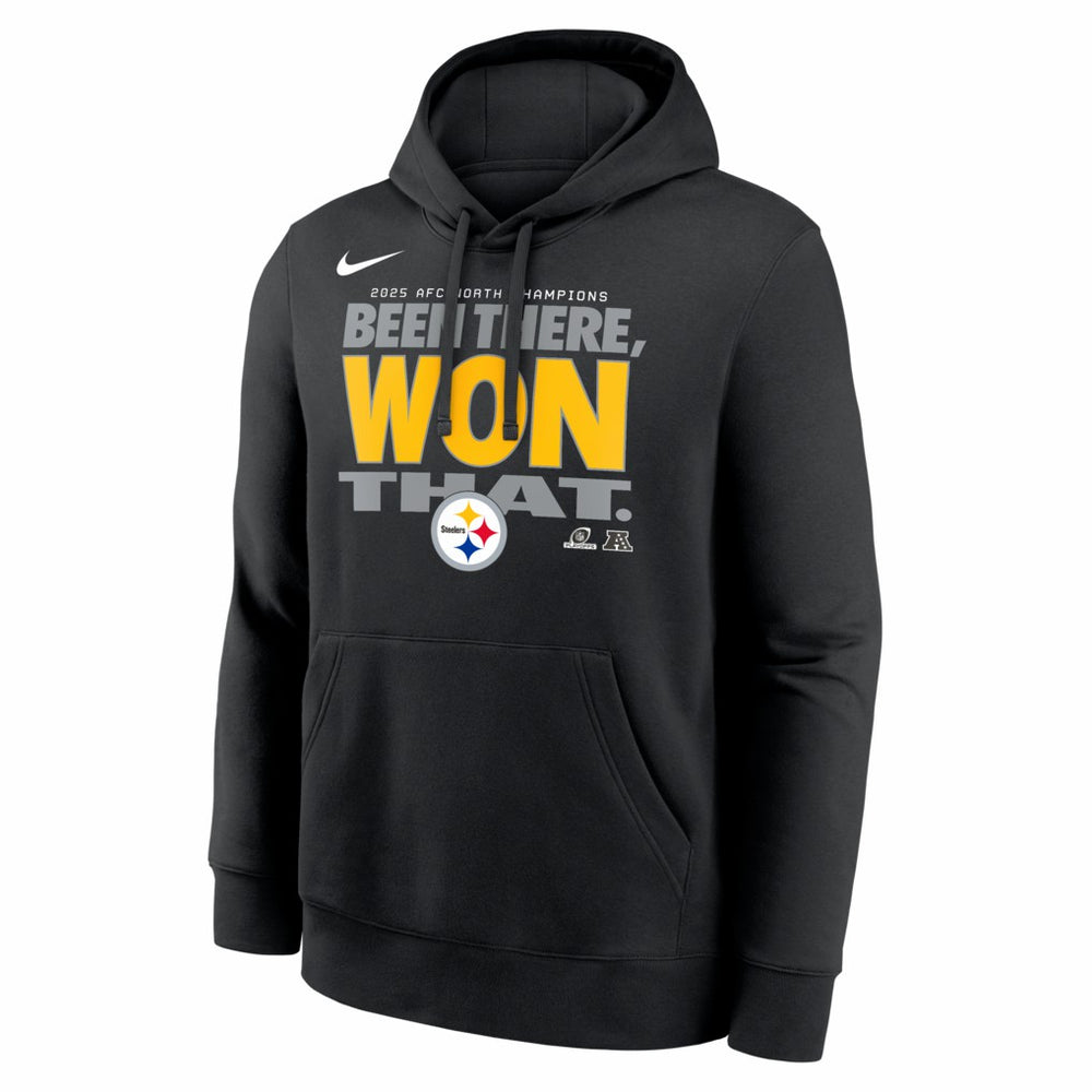 Nike Pittsburgh Steelers 2025 AFC North Division Champions Locker Room Trophy Collection Hoodie Black