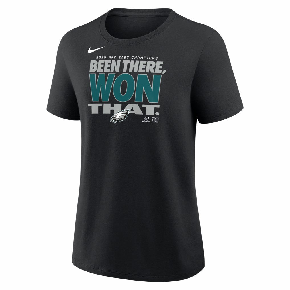 Nike Philadelphia Eagles Women's 2025 NFC East Division Champions Locker Room Trophy Collection T-Shirt Black