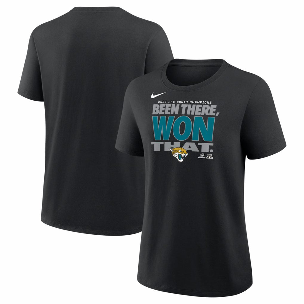 Nike Jacksonville Jaguars Women's 2025 AFC South Division Champions Locker Room Trophy Collection T-Shirt Black