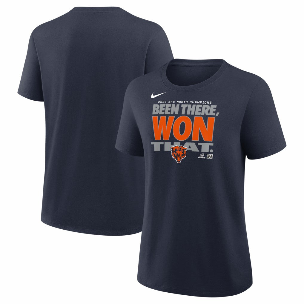 Nike Chicago Bears Women's 2025 NFC North Division Champions Locker Room Trophy Collection T-Shirt Navy