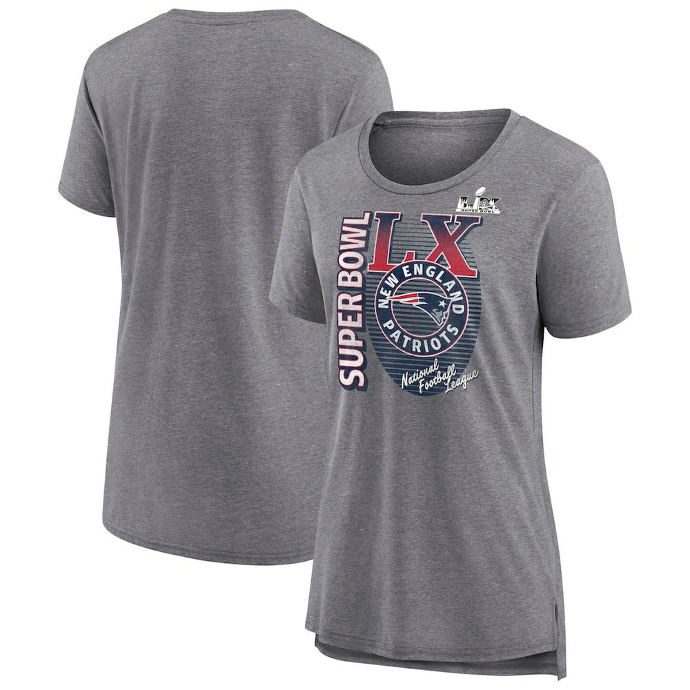 Fanatics New England Patriots Women's Super Bowl LX Retro Tri-Blend T-Shirt Heather Gray