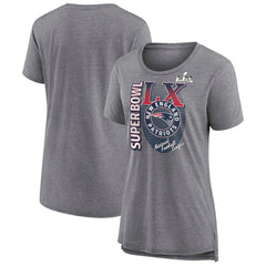 Fanatics New England Patriots Women's Super Bowl LX Retro Tri-Blend T-Shirt Heather Gray