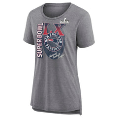 Fanatics New England Patriots Women's Super Bowl LX Retro Tri-Blend T-Shirt Heather Gray