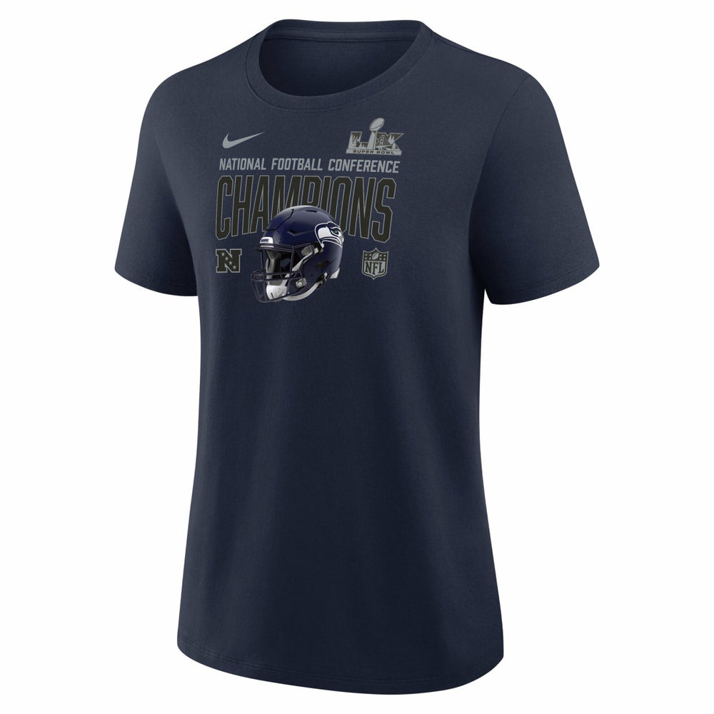 Nike Seattle Seahawks Women's 2025 NFC Champions Helmet T-Shirt College Navy