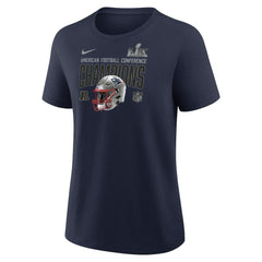 Nike New England Patriots Women's 2025 AFC Champions Helmet T-Shirt Navy