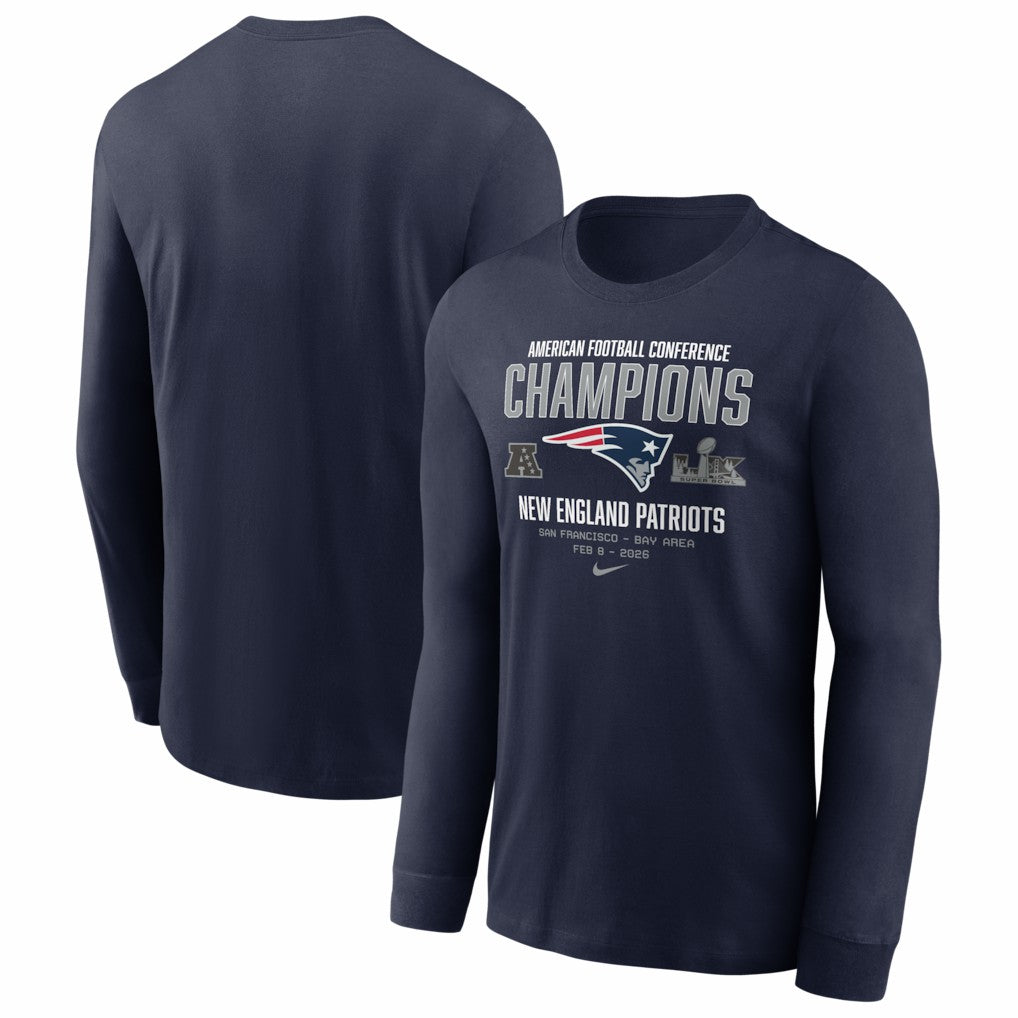 Nike New England Patriots 2025 AFC Champions Team Nation Long Sleeve T-Shirt Navy