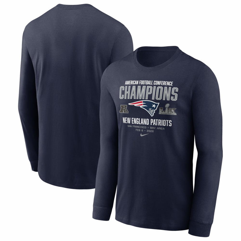 Nike New England Patriots 2025 AFC Champions Team Nation Long Sleeve T-Shirt Navy