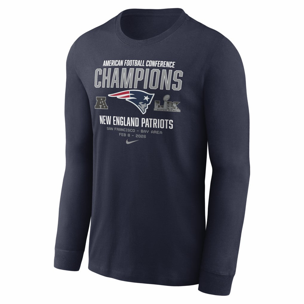 Nike New England Patriots 2025 AFC Champions Team Nation Long Sleeve T-Shirt Navy