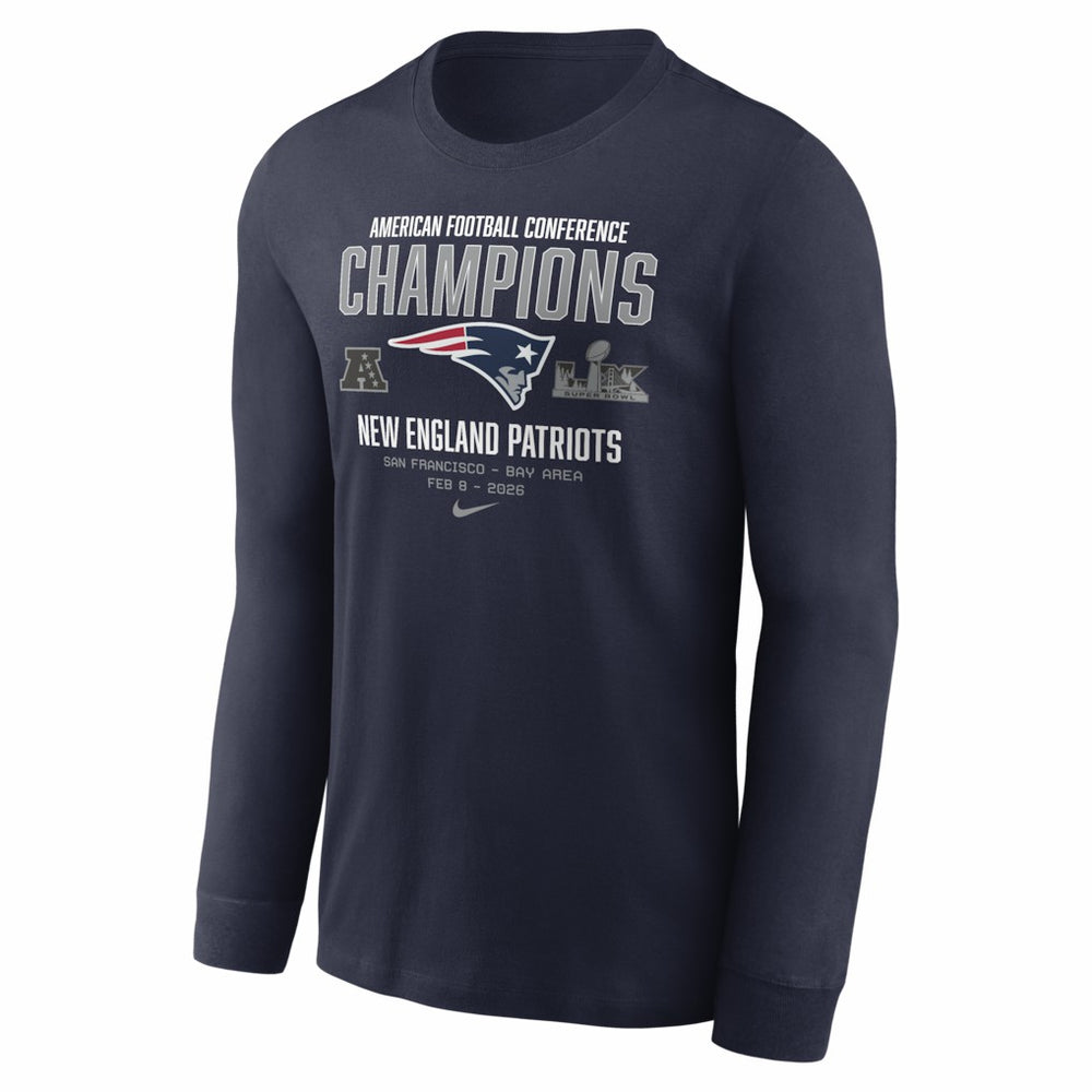 Nike New England Patriots 2025 AFC Champions Team Nation Long Sleeve T-Shirt Navy