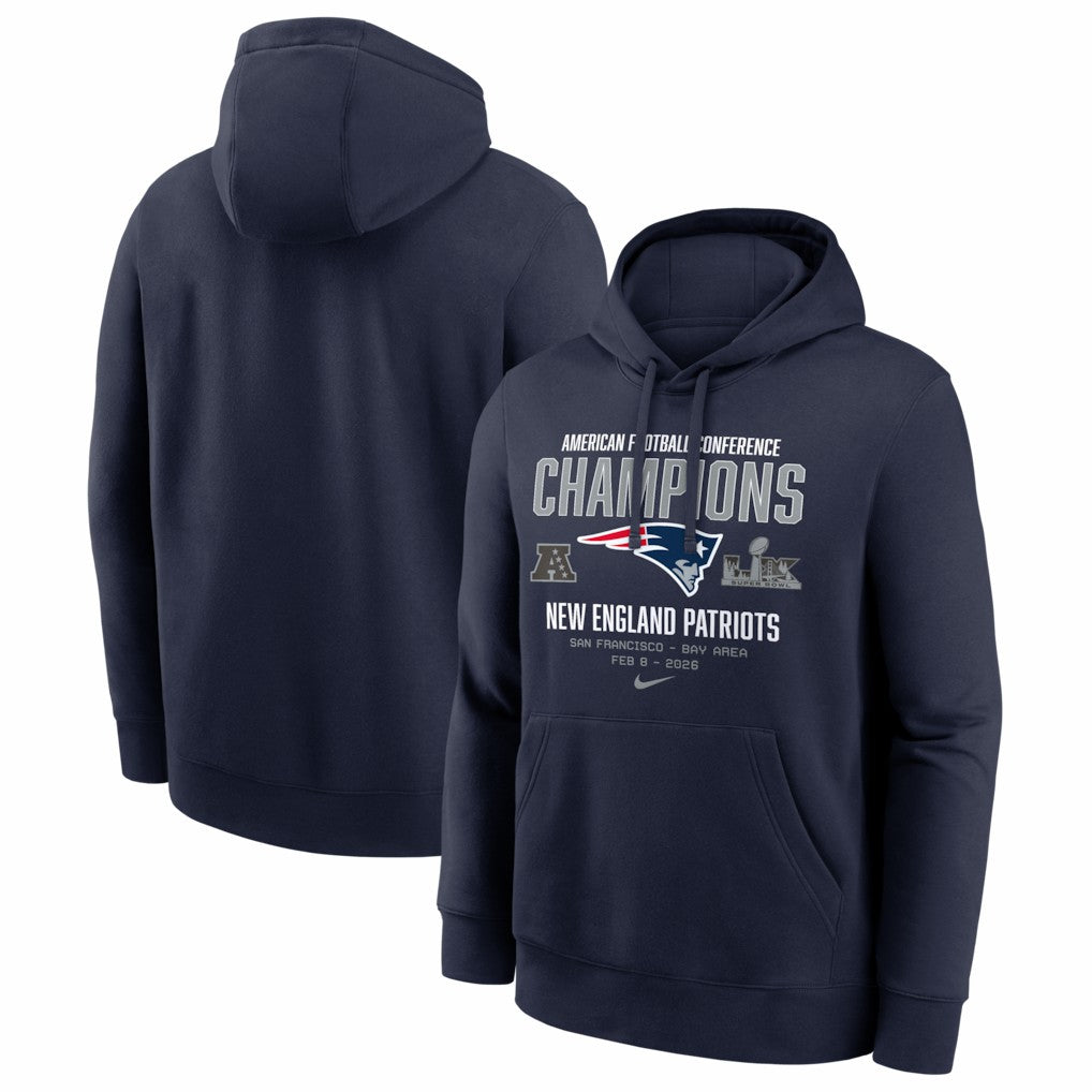 Nike New England Patriots 2025 AFC Champions Team Nation Hoodie Navy