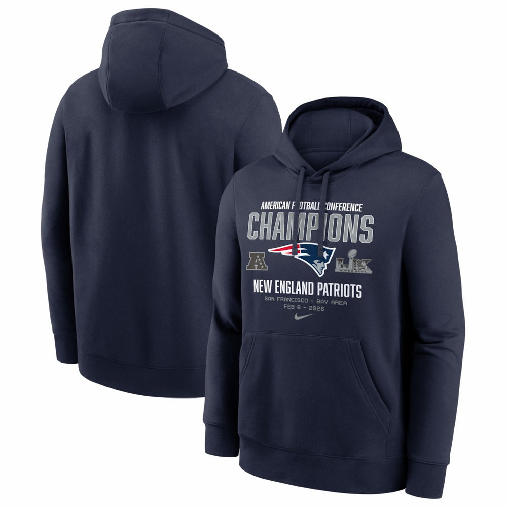 Nike New England Patriots 2025 AFC Champions Team Nation Hoodie Navy