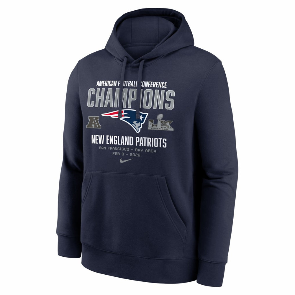 Nike New England Patriots 2025 AFC Champions Team Nation Hoodie Navy