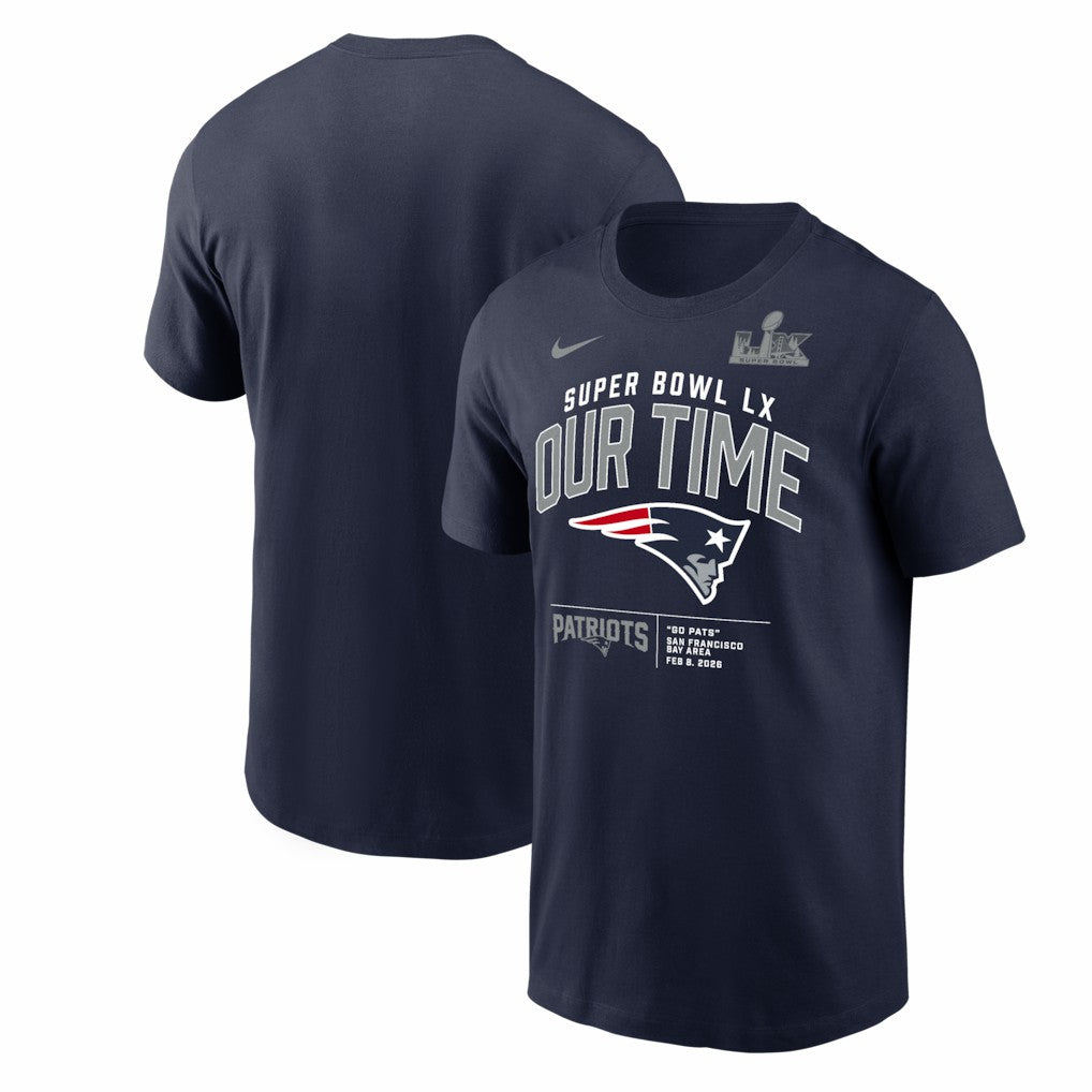 Nike New England Patriots Super Bowl LX Clear Sign T-Shirt Navy