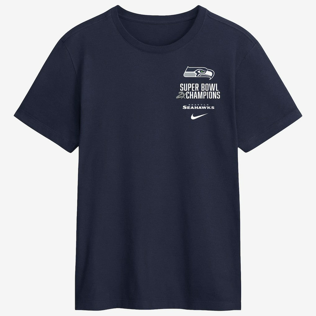 Nike Seattle Seahawks Two-Time Super Bowl Champions Downtown Ring Club T-Shirt College Navy