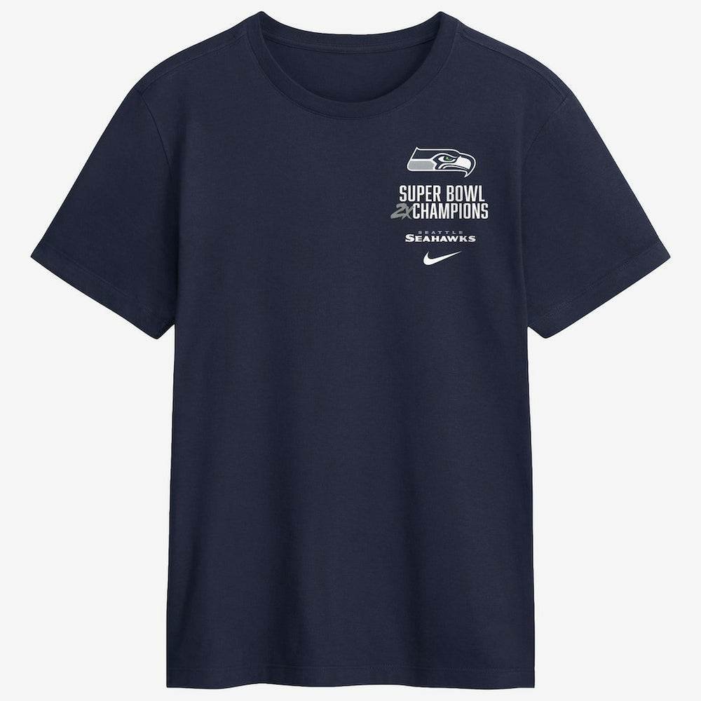 Nike Seattle Seahawks Two-Time Super Bowl Champions Downtown Ring Club T-Shirt College Navy