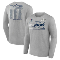Fanatics New England Patriots Super Bowl LX Roster Long Sleeve T-Shirt Heather Gray