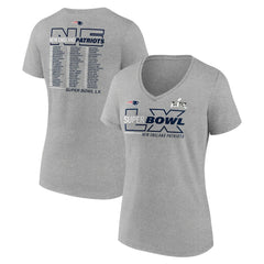 Fanatics New England Patriots Women's Super Bowl LX Roster V-Neck T-Shirt Heather Gray