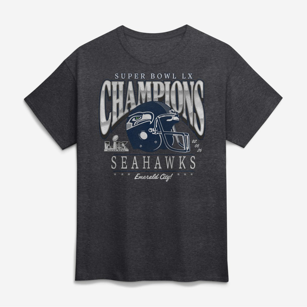 Fanatics Seattle Seahawks Super Bowl LX Champions Prestigious Run T-Shirt Heather Charcoal