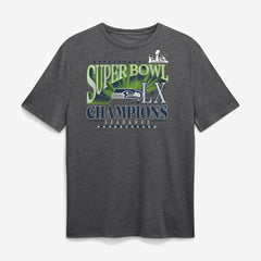 Fanatics Seattle Seahawks Super Bowl LX Champions Top Dogs Tri-Blend T-Shirt Heather Charcoal