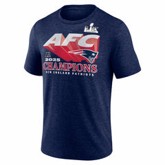 Fanatics New England Patriots 2025 AFC Champions Quick Pass Tri-Blend T-Shirt Heather Navy
