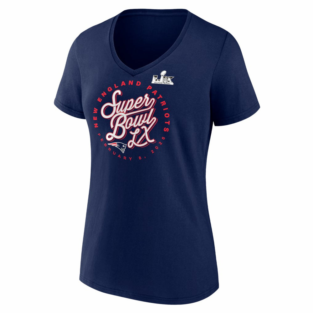 Fanatics New England Patriots Women's Super Bowl LX Cheer Section V-Neck T-Shirt Navy