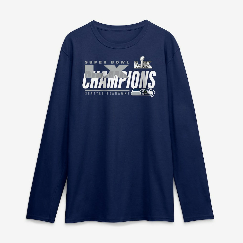 Fanatics Seattle Seahawks Super Bowl LX Champions Iconic Victory Long Sleeve T-Shirt College Navy
