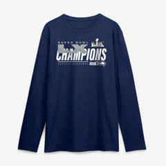 Fanatics Seattle Seahawks Super Bowl LX Champions Iconic Victory Long Sleeve T-Shirt College Navy