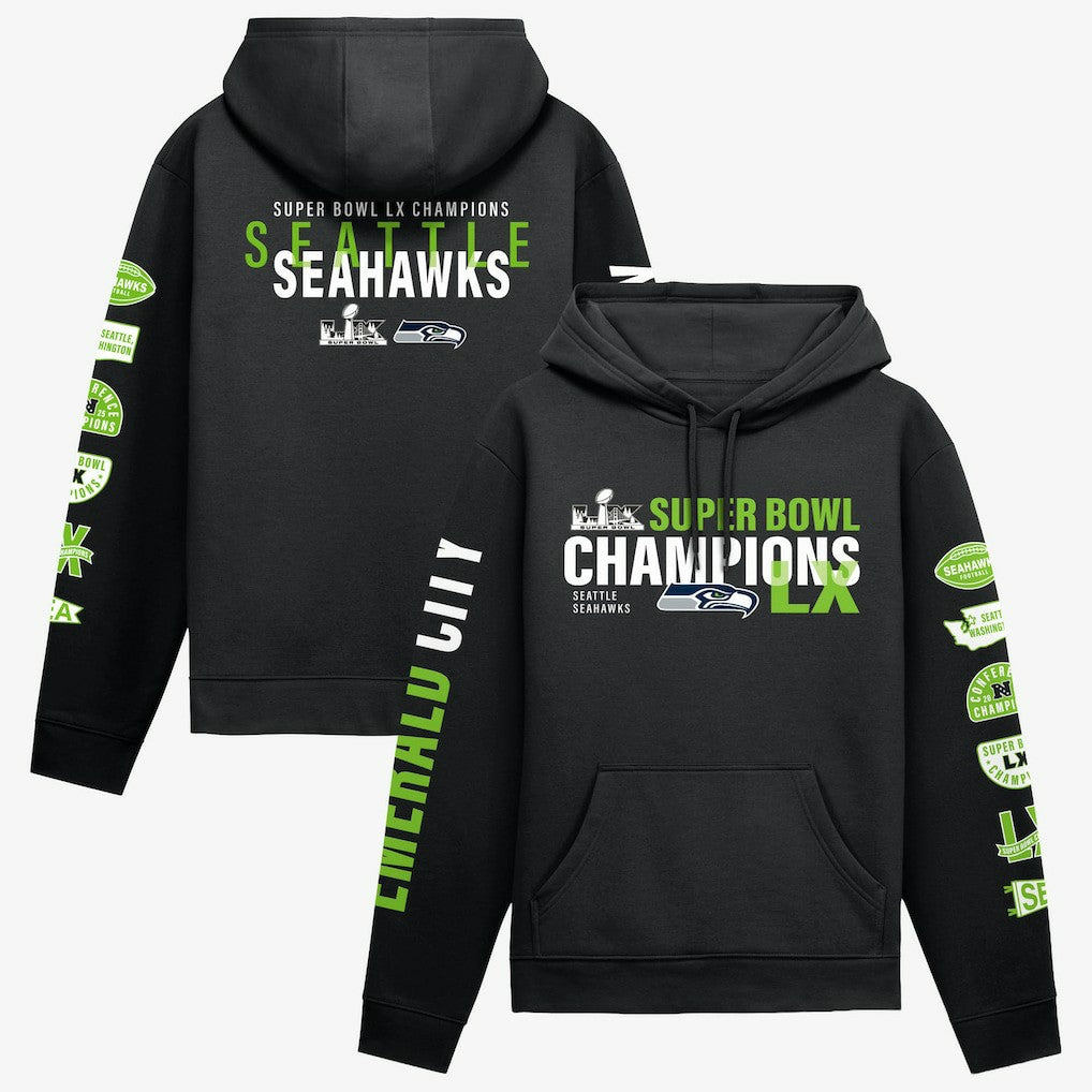 Fanatics Seattle Seahawks Super Bowl LX Champions Four-Piece Hoodie Black