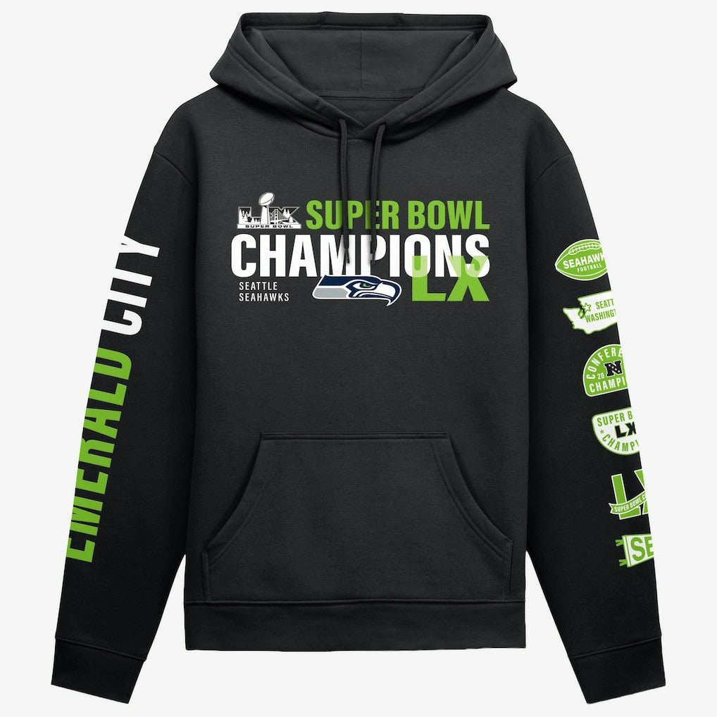 Fanatics Seattle Seahawks Super Bowl LX Champions Four-Piece Hoodie Black