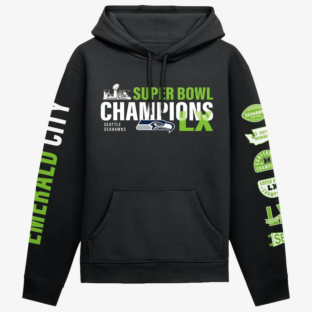 Fanatics Seattle Seahawks Super Bowl LX Champions Four-Piece Hoodie Black