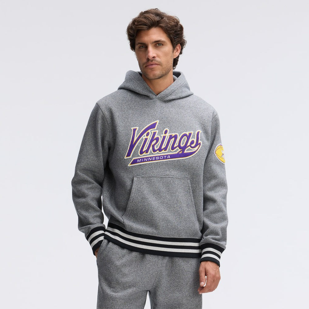 Fanatics Minnesota Vikings IconicFleece Tipped Hoodie Athletic Heather Gray