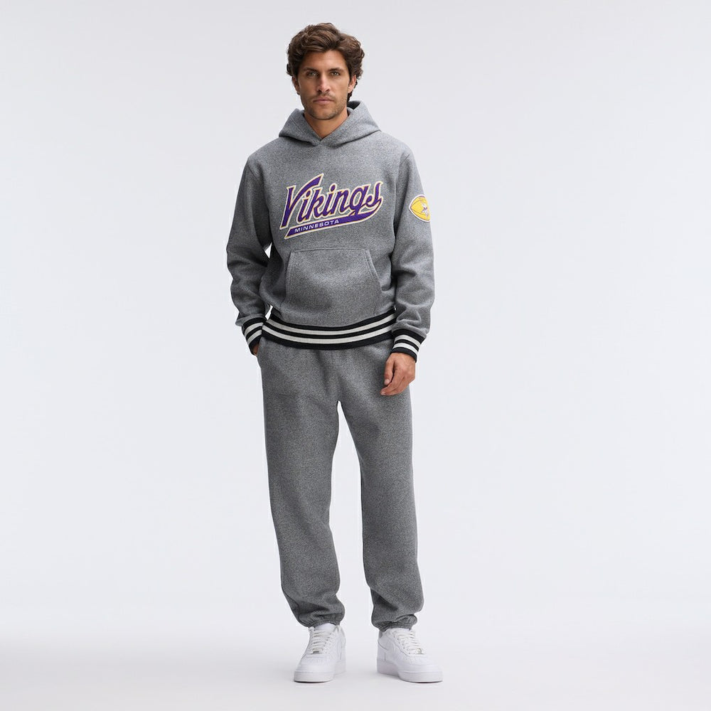 Fanatics Minnesota Vikings IconicFleece Tipped Hoodie Athletic Heather Gray