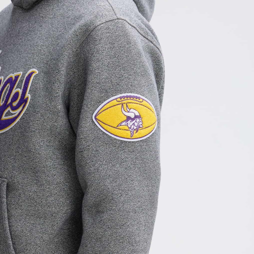 Fanatics Minnesota Vikings IconicFleece Tipped Hoodie Athletic Heather Gray