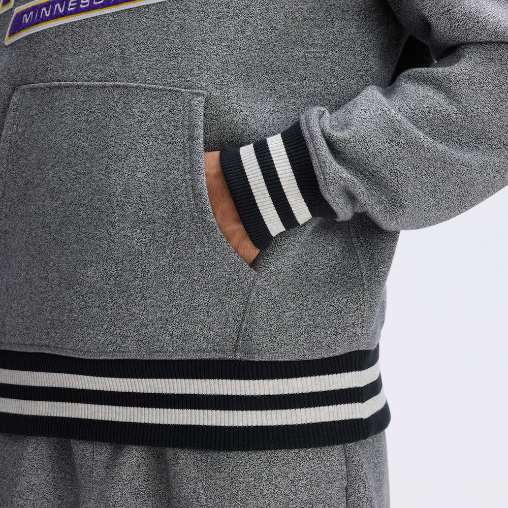 Fanatics Minnesota Vikings IconicFleece Tipped Hoodie Athletic Heather Gray