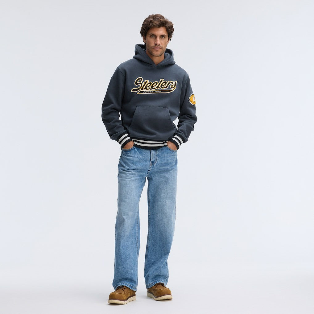 Fanatics Pittsburgh Steelers IconicFleece Tipped Hoodie Charcoal