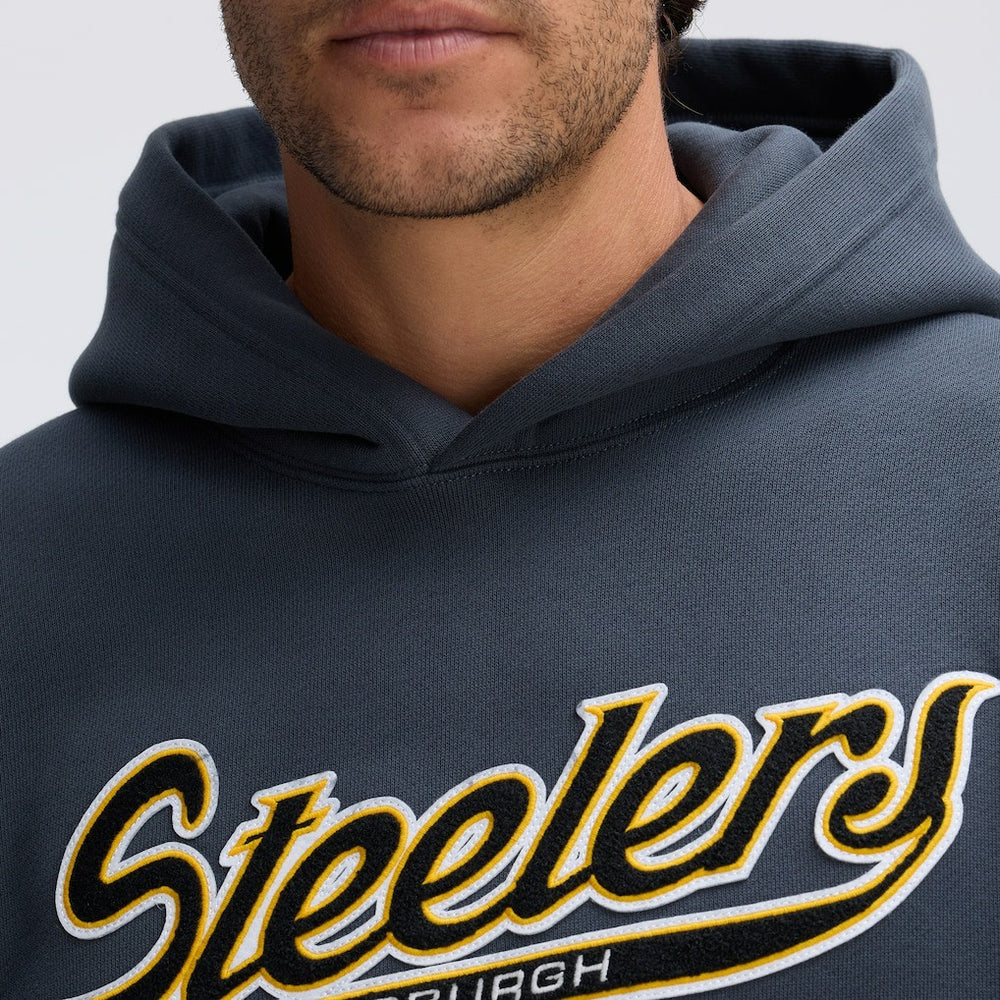 Fanatics Pittsburgh Steelers IconicFleece Tipped Hoodie Charcoal