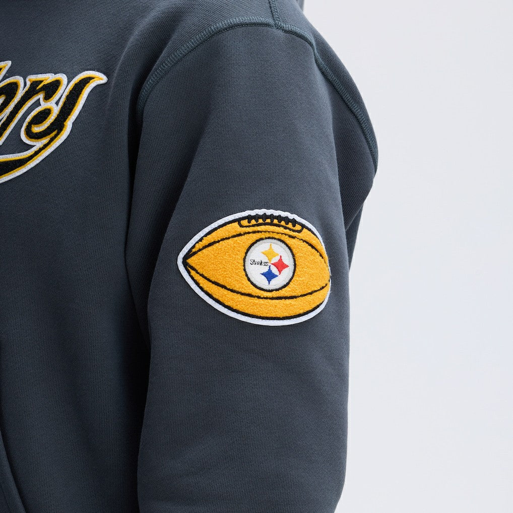 Fanatics Pittsburgh Steelers IconicFleece Tipped Hoodie Charcoal