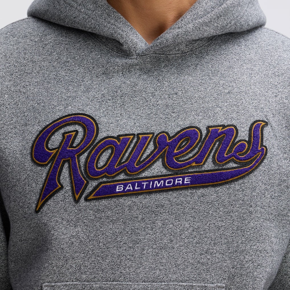 Fanatics Baltimore Ravens IconicFleece Tipped Hoodie Athletic Heather Gray