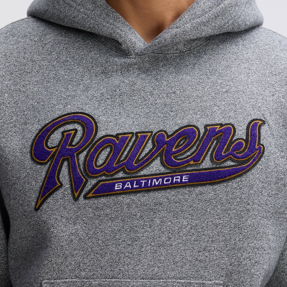 Fanatics Baltimore Ravens IconicFleece Tipped Hoodie Athletic Heather Gray