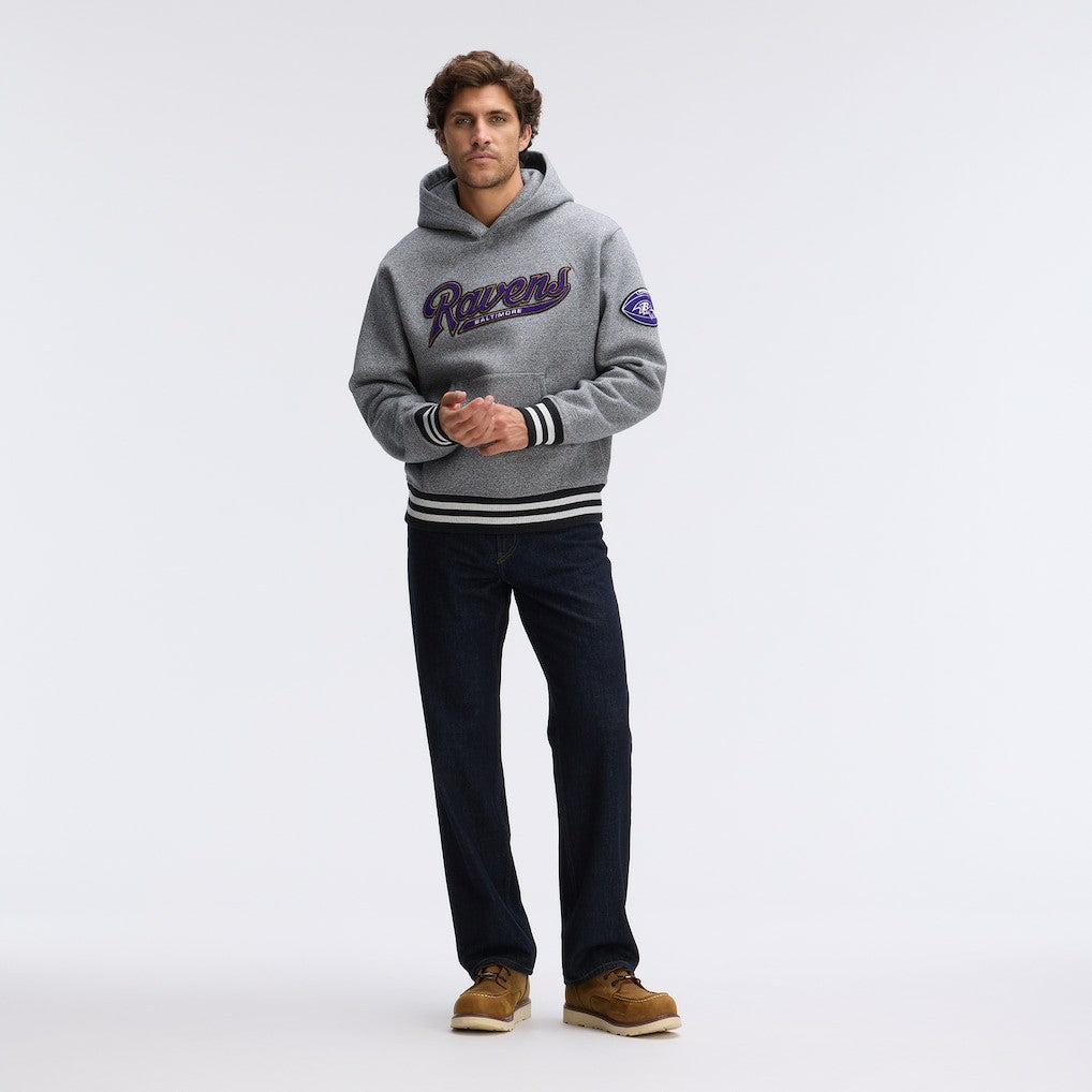 Fanatics Baltimore Ravens IconicFleece Tipped Hoodie Athletic Heather Gray