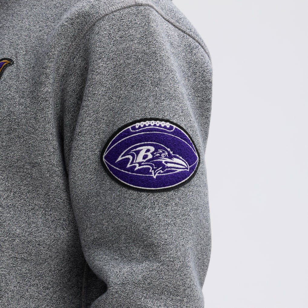 Fanatics Baltimore Ravens IconicFleece Tipped Hoodie Athletic Heather Gray