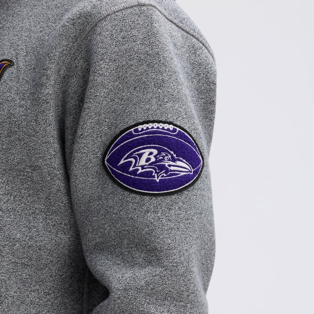 Fanatics Baltimore Ravens IconicFleece Tipped Hoodie Athletic Heather Gray