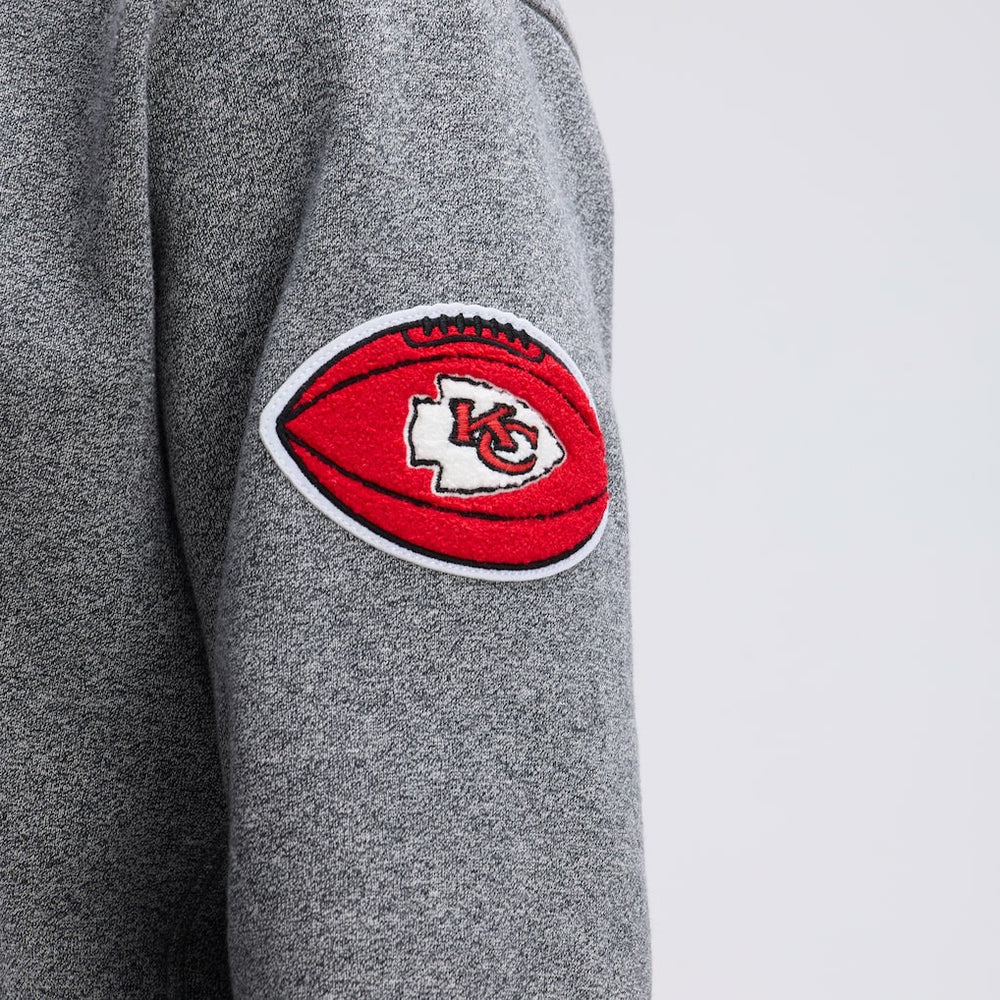 Fanatics Kansas City Chiefs IconicFleece Tipped Hoodie Athletic Heather Gray
