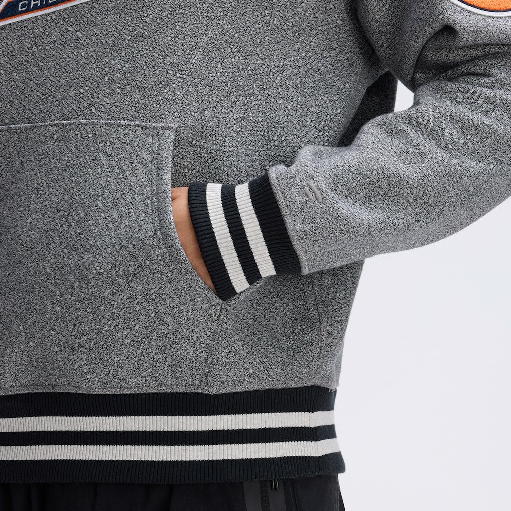 Fanatics Chicago Bears IconicFleece Tipped Hoodie Athletic Heather Gray
