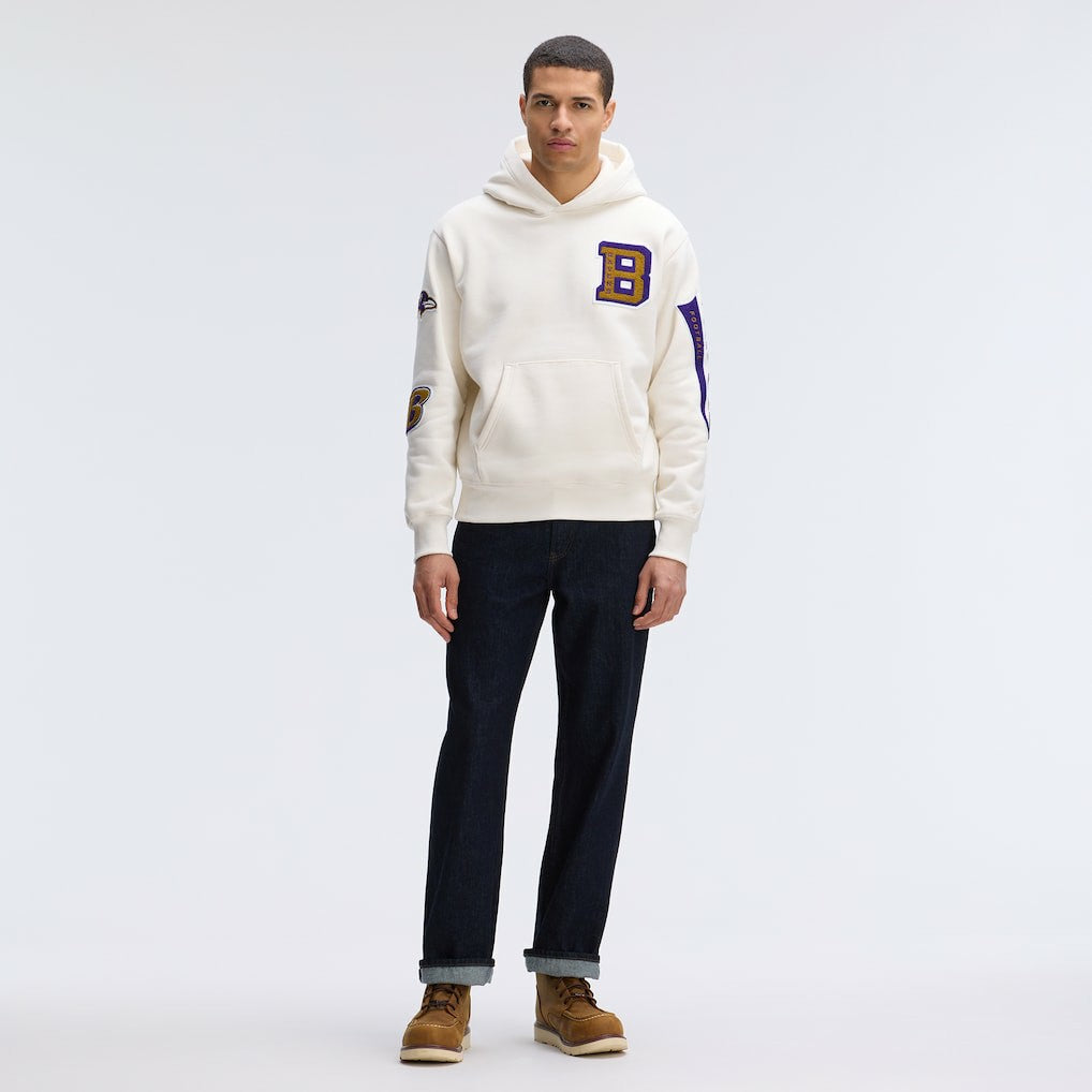 Fanatics Baltimore Ravens IconicFleece Letterman Hoodie Oatmeal